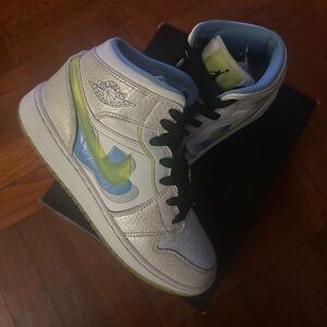 Nike Kids' White, Blue, and Green Sneakers